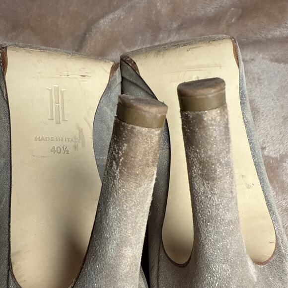 Hobbs London Made In Italy Juliet Siler Shimmer Suede Heels Women EU 40.5 US 9.5 - Picture 8 of 8
